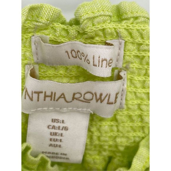 Cynthia Rowley Skirt Mini Linen Neon Yellow Green Women’s Size Large New - Picture 4 of 11